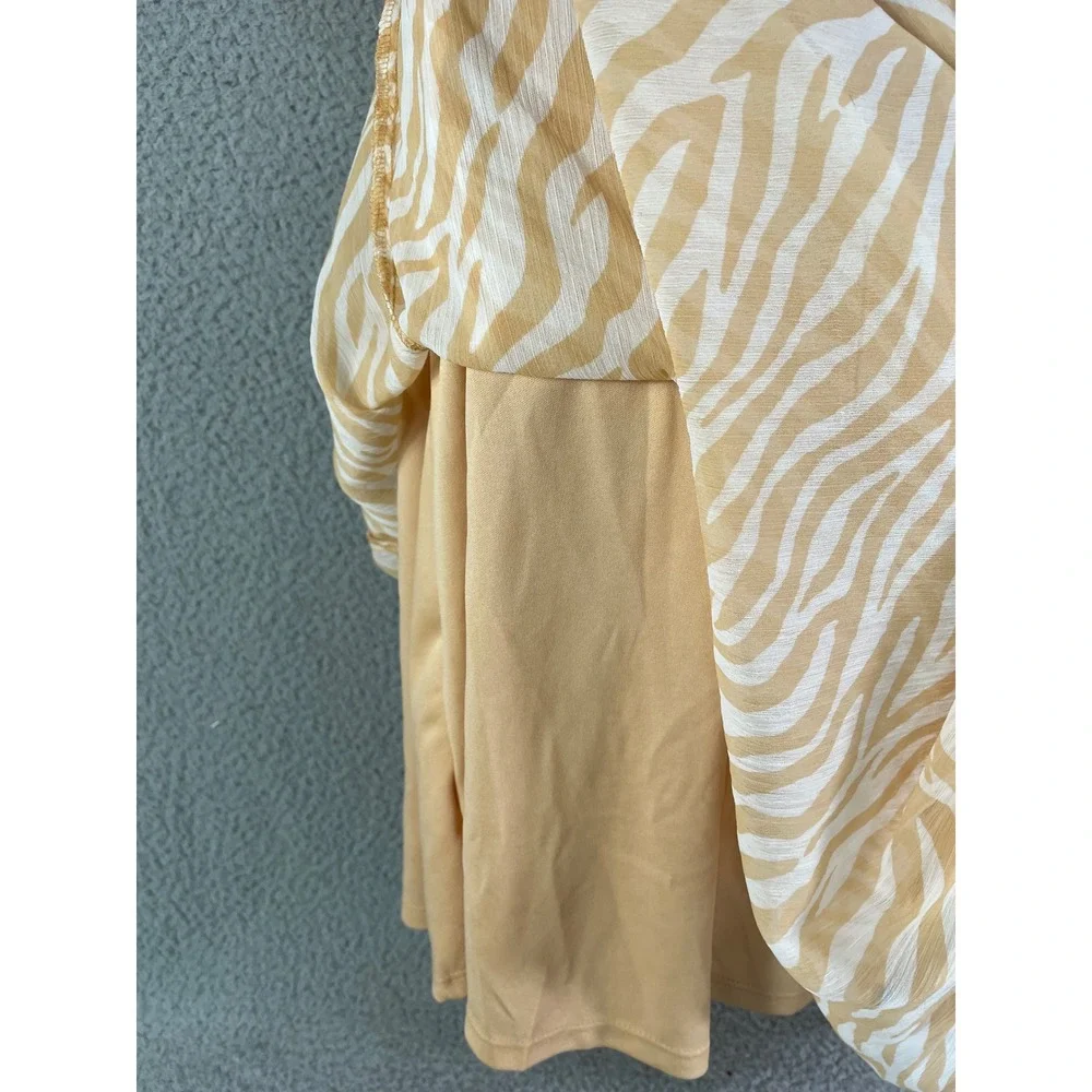Harlow & Rose Beige Zebra Print Belted Collared‎ Midi Shirt Dress Women’s Size S
